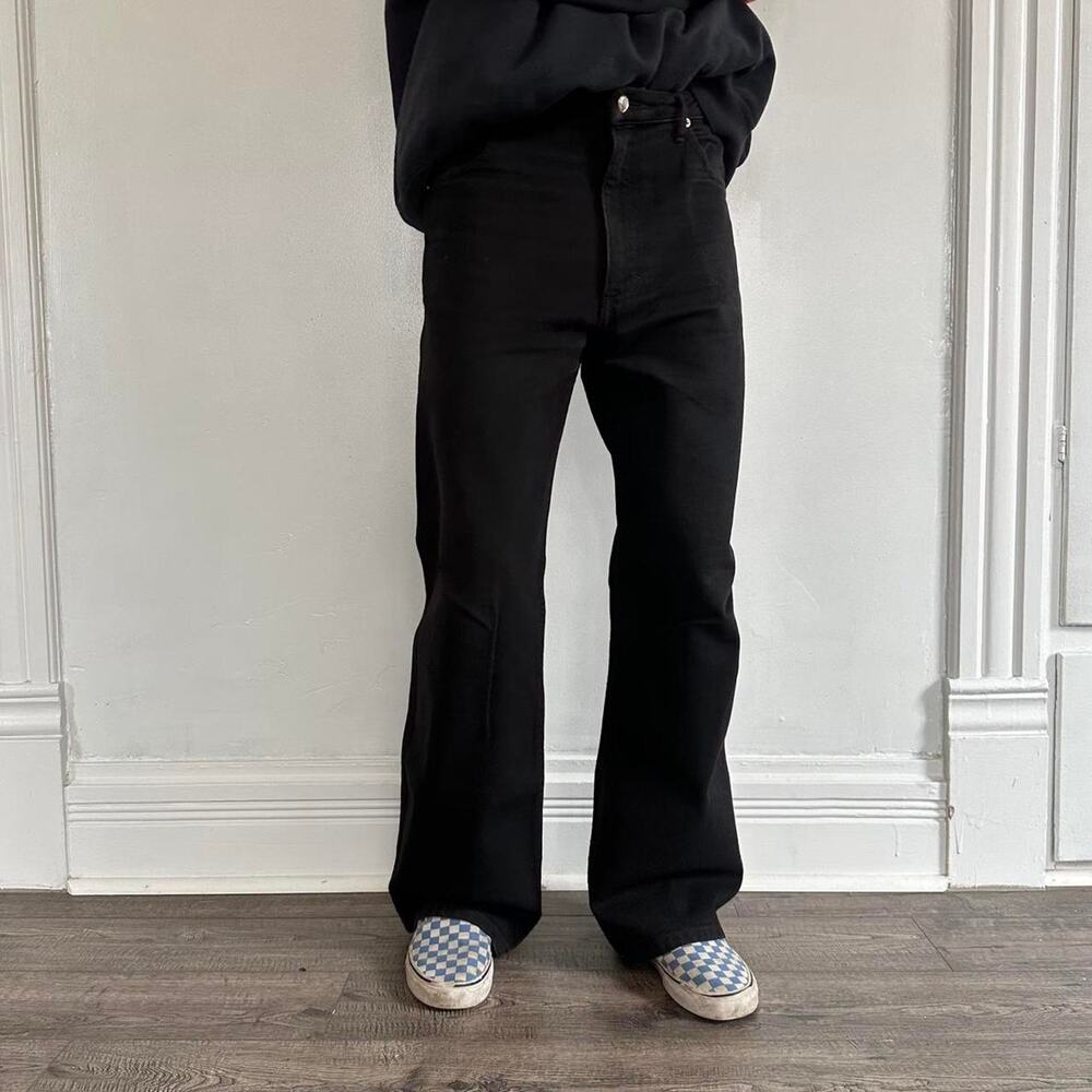 Black Basic Designer Eckhaus Latta Denim Wide Leg… - image 7